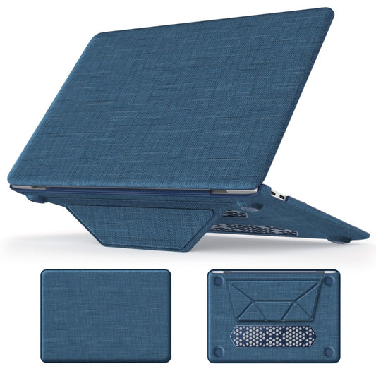 For MacBook Air 13.3 inch A2337 Fabric Magnetic Holder Laptop Protective Case(Navy Blue) - MacBook Air Cases by PMC Jewellery | Online Shopping South Africa | PMC Jewellery | Buy Now Pay Later Mobicred