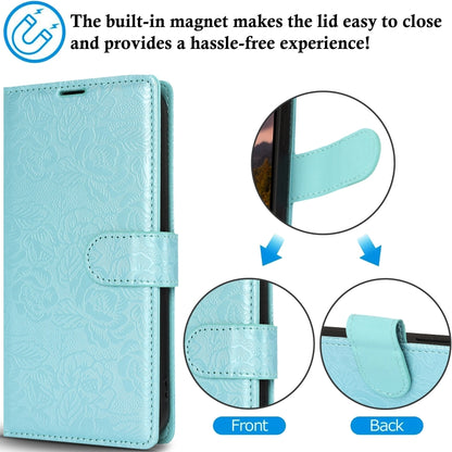 For Samsung Galaxy S25 5G Peony Flowers Imprint Leather Phone Case(Sky Blue) - Galaxy S25 5G Cases by PMC Jewellery | Online Shopping South Africa | PMC Jewellery | Buy Now Pay Later Mobicred