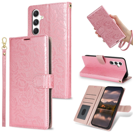 For Samsung Galaxy S25+ 5G Peony Flowers Imprint Leather Phone Case(Pink) - Galaxy S25+ 5G Cases by PMC Jewellery | Online Shopping South Africa | PMC Jewellery | Buy Now Pay Later Mobicred