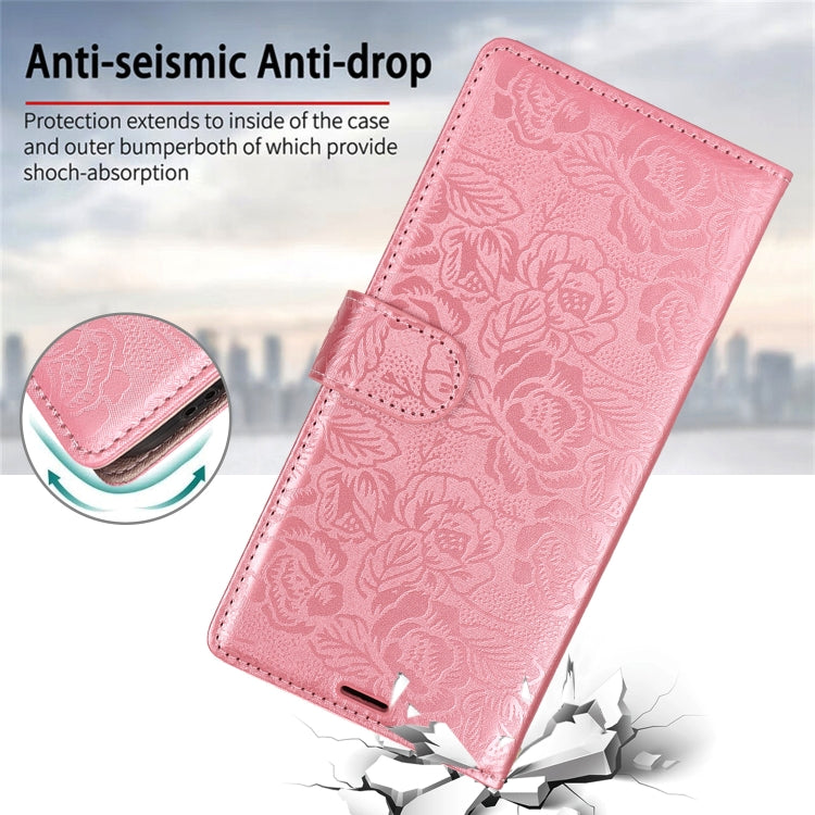 For Samsung Galaxy S25+ 5G Peony Flowers Imprint Leather Phone Case(Pink) - Galaxy S25+ 5G Cases by PMC Jewellery | Online Shopping South Africa | PMC Jewellery | Buy Now Pay Later Mobicred