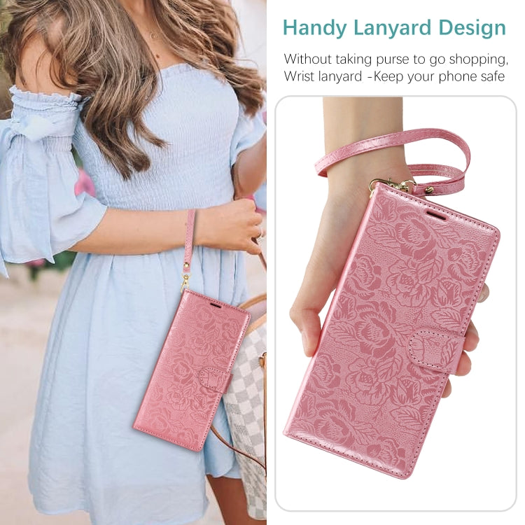 For Samsung Galaxy S25+ 5G Peony Flowers Imprint Leather Phone Case(Pink) - Galaxy S25+ 5G Cases by PMC Jewellery | Online Shopping South Africa | PMC Jewellery | Buy Now Pay Later Mobicred