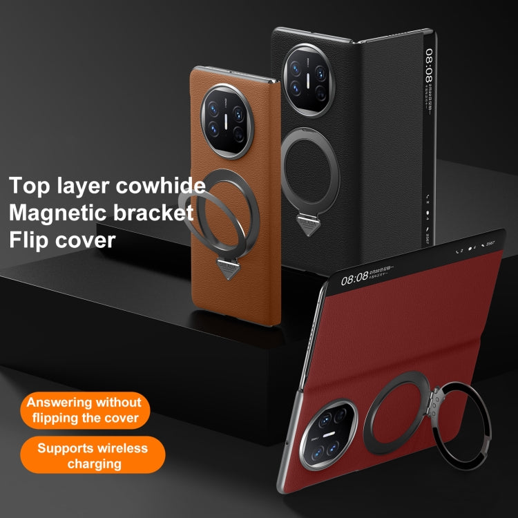 For Huawei Mate X6 SULADA Smart View Window MagSafe Magnetic Holder Leather Phone Case(Black) - free shipping - PMC TechLife - Order now!