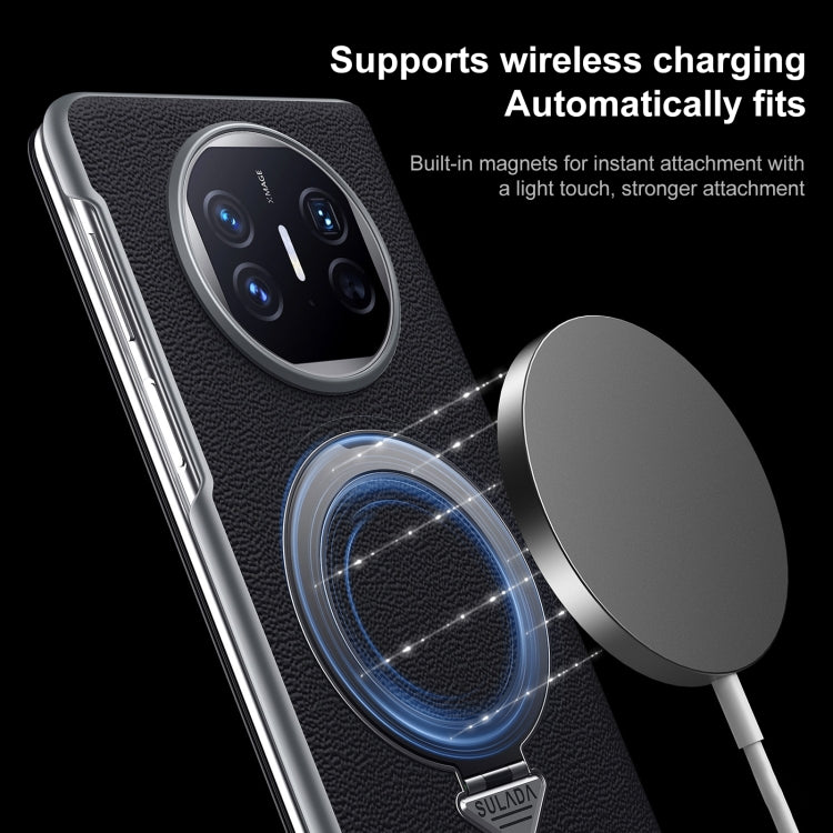 For Huawei Mate X6 SULADA Smart View Window MagSafe Magnetic Holder Leather Phone Case(Black) - free shipping - PMC TechLife - Order now!