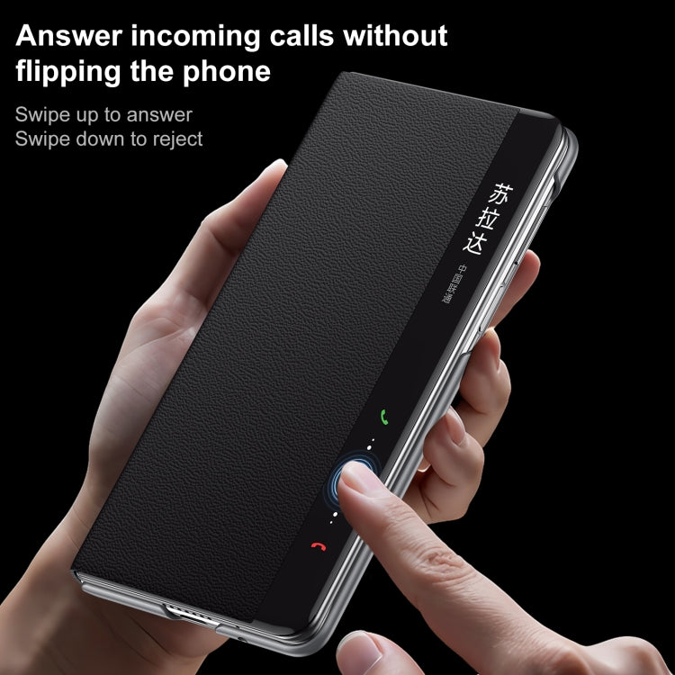 For Huawei Mate X6 SULADA Smart View Window MagSafe Magnetic Holder Leather Phone Case(Black) - free shipping - PMC TechLife - Order now!