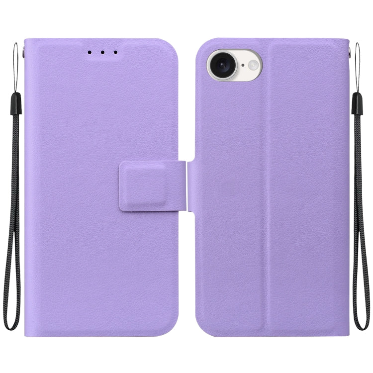 For iPhone 16e Ultra-thin Voltage Magnetic Buckle Leather Phone Case(Purple) - iPhone 16e Cases by PMC TechLife | Online Shopping South Africa | PMC TechLife | Buy Now Pay Later Mobicred
