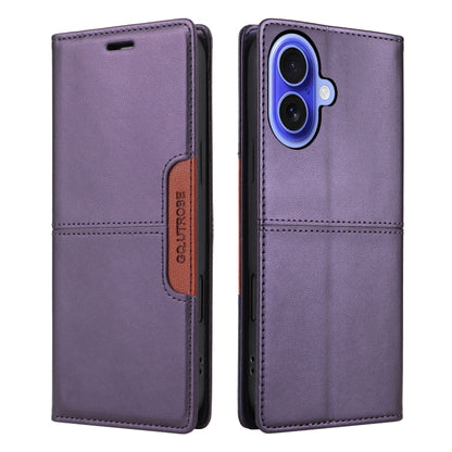 For iPhone 16 GQUTROBE G01 RFID Anti-theft Leather Phone Case(Purple) - iPhone 16 Cases by GQUTROBE | Online Shopping South Africa | PMC Jewellery | Buy Now Pay Later Mobicred