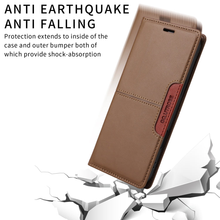 For iPhone 16 Plus GQUTROBE G01 RFID Anti-theft Leather Phone Case(Brown) - iPhone 16 Plus Cases by GQUTROBE | Online Shopping South Africa | PMC Jewellery | Buy Now Pay Later Mobicred