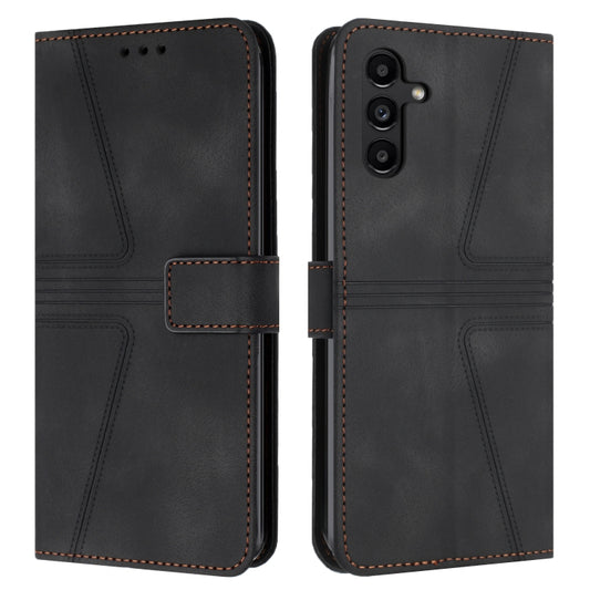 For Samsung Galaxy S25 5G Triangle Solid Color Leather Phone Case(Black) - Galaxy S25 5G Cases by PMC Jewellery | Online Shopping South Africa | PMC Jewellery | Buy Now Pay Later Mobicred