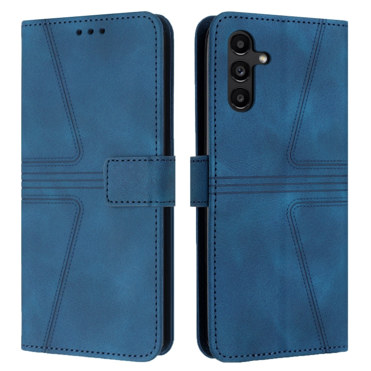 For Samsung Galaxy S25 5G Triangle Solid Color Leather Phone Case(Blue) - Galaxy S25 5G Cases by PMC TechLife | Online Shopping South Africa | PMC TechLife | Buy Now Pay Later Mobicred