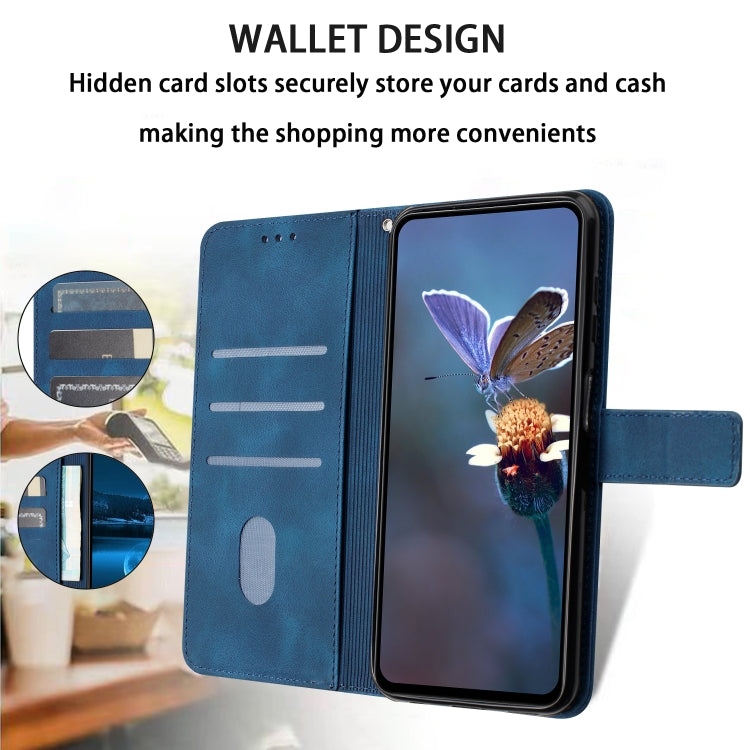 For Samsung Galaxy S25 5G Triangle Solid Color Leather Phone Case(Blue) - Galaxy S25 5G Cases by PMC TechLife | Online Shopping South Africa | PMC TechLife | Buy Now Pay Later Mobicred