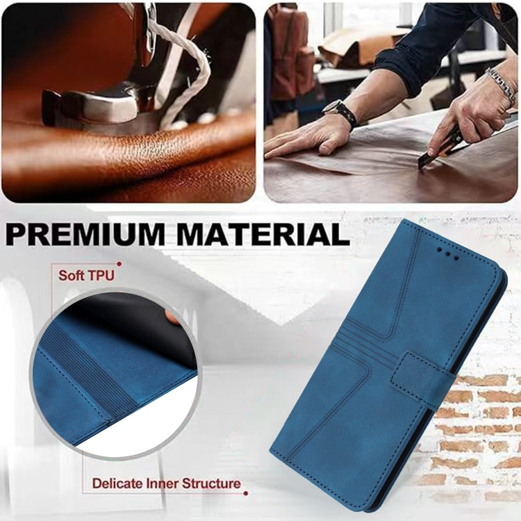 For Samsung Galaxy S25 5G Triangle Solid Color Leather Phone Case(Blue) - Galaxy S25 5G Cases by PMC TechLife | Online Shopping South Africa | PMC TechLife | Buy Now Pay Later Mobicred