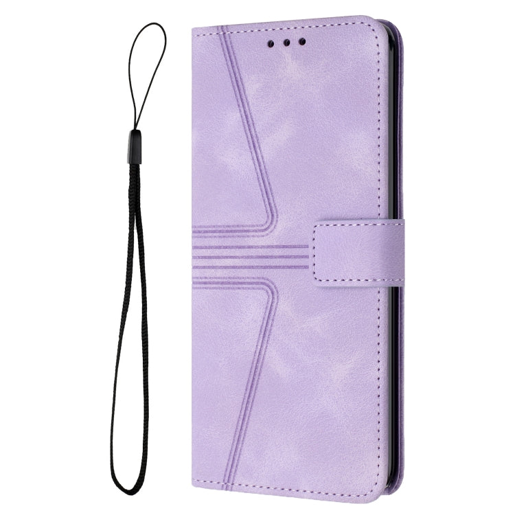 For Samsung Galaxy S25 5G Triangle Solid Color Leather Phone Case(Purple) - Galaxy S25 5G Cases by PMC TechLife | Online Shopping South Africa | PMC TechLife | Buy Now Pay Later Mobicred
