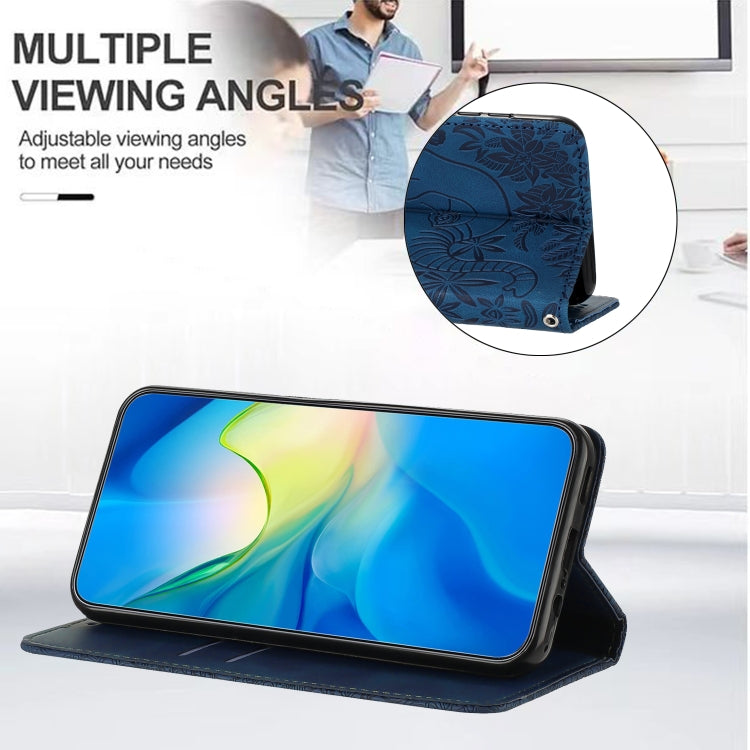 For Samsung Galaxy S25+ 5G Retro Elephant Embossed Leather Phone Case(Blue) - Galaxy S25+ 5G Cases by PMC Jewellery | Online Shopping South Africa | PMC Jewellery | Buy Now Pay Later Mobicred