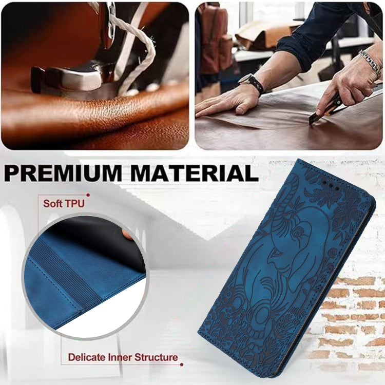 For Samsung Galaxy S25+ 5G Retro Elephant Embossed Leather Phone Case(Blue) - Galaxy S25+ 5G Cases by PMC Jewellery | Online Shopping South Africa | PMC Jewellery | Buy Now Pay Later Mobicred