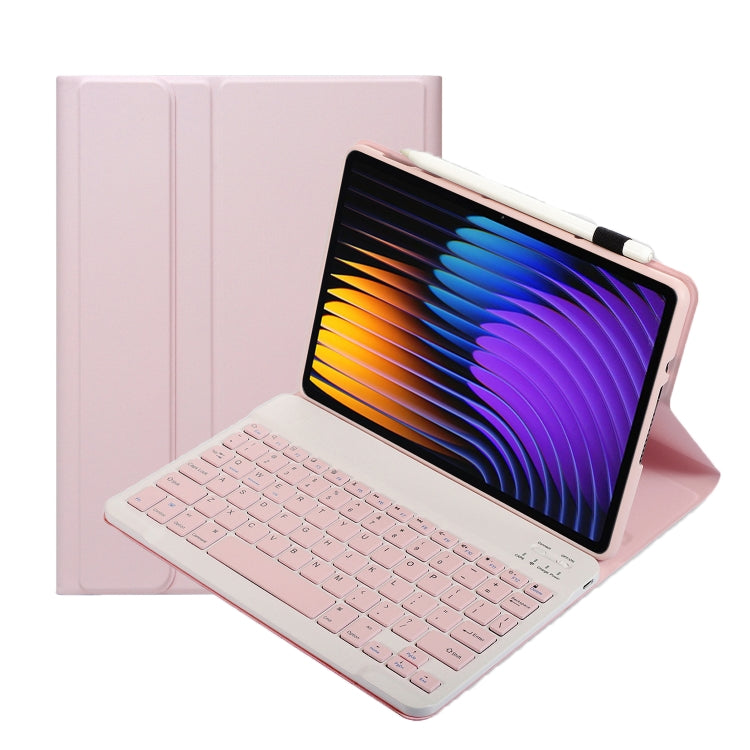 For Xiaomi Pad 7 / 7 Pro 11.2 inch A0N13 Ultra-thin Detachable Bluetooth Keyboard Leather Tablet Case(Pink White) - Others Keyboard by PMC Jewellery | Online Shopping South Africa | PMC Jewellery | Buy Now Pay Later Mobicred