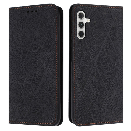 For Samsung Galaxy S25+ 5G Ethnic Embossed Adsorption Leather Phone Case(Black) - Galaxy S25+ 5G Cases by PMC Jewellery | Online Shopping South Africa | PMC Jewellery | Buy Now Pay Later Mobicred