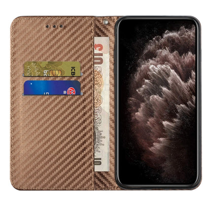 For Samsung Galaxy S25 5G Carbon Fiber Texture Magnetic Flip Leather Phone Case(Brown) - Galaxy S25 5G Cases by PMC Jewellery | Online Shopping South Africa | PMC Jewellery | Buy Now Pay Later Mobicred