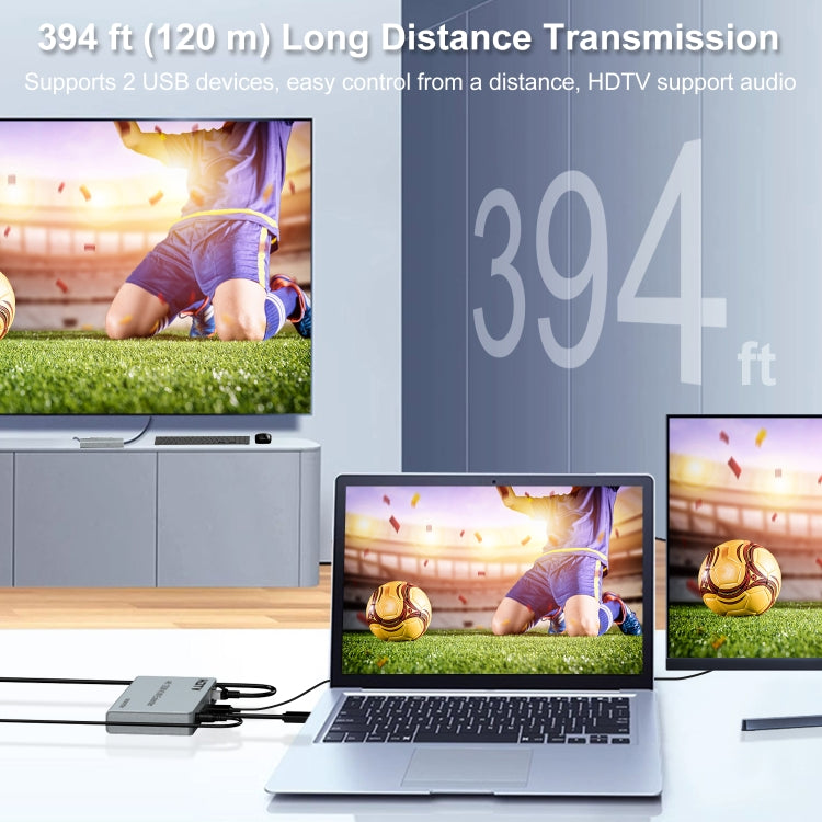 120m HDMI USB KVM 4K Network Extender, Plug:EU Plug - Amplifier by PMC TechLife | Online Shopping South Africa | PMC TechLife | Buy Now Pay Later Mobicred