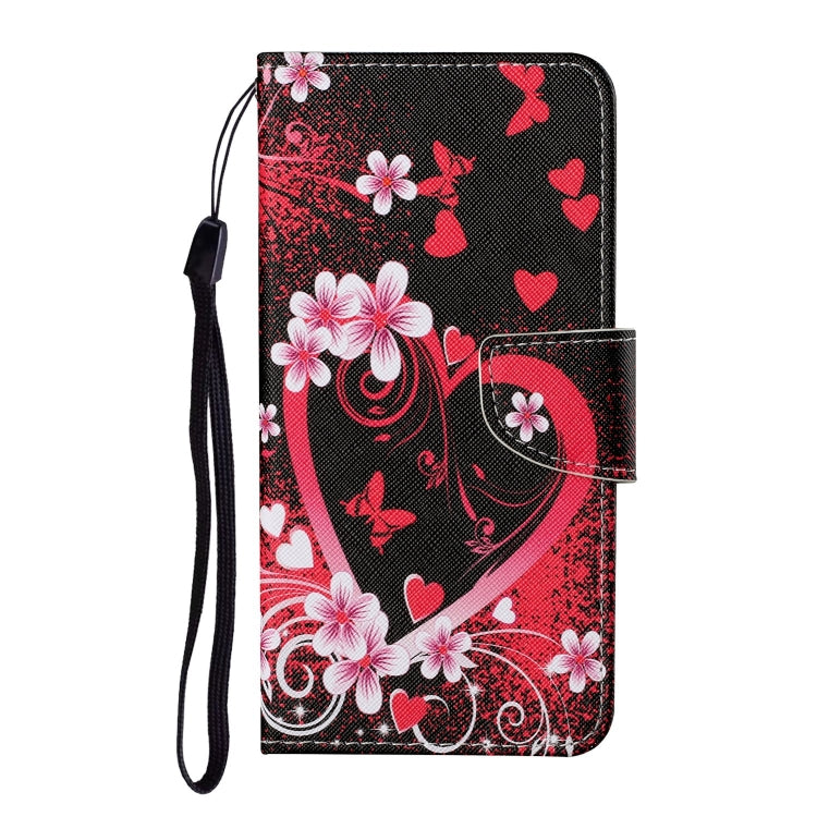 For Samsung Galaxy S25 5G Colored Drawing Pattern Leather Phone Case(Red Heart) - Galaxy S25 5G Cases by PMC Jewellery | Online Shopping South Africa | PMC Jewellery | Buy Now Pay Later Mobicred