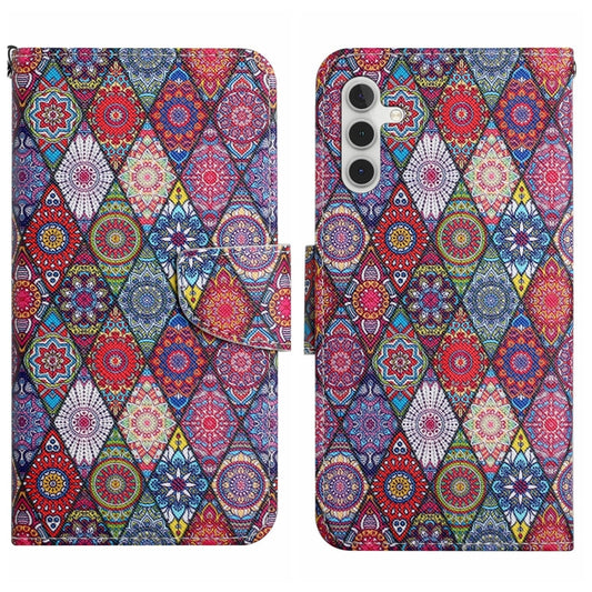 For Samsung Galaxy S25 5G Colored Drawing Pattern Leather Phone Case(Diamond Kaleidoscope) - Galaxy S25 5G Cases by PMC Jewellery | Online Shopping South Africa | PMC Jewellery | Buy Now Pay Later Mobicred