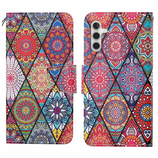 For Samsung Galaxy S25+ 5G Colored Drawing Pattern Leather Phone Case(Diamond Totem) - Galaxy S25+ 5G Cases by PMC Jewellery | Online Shopping South Africa | PMC Jewellery | Buy Now Pay Later Mobicred