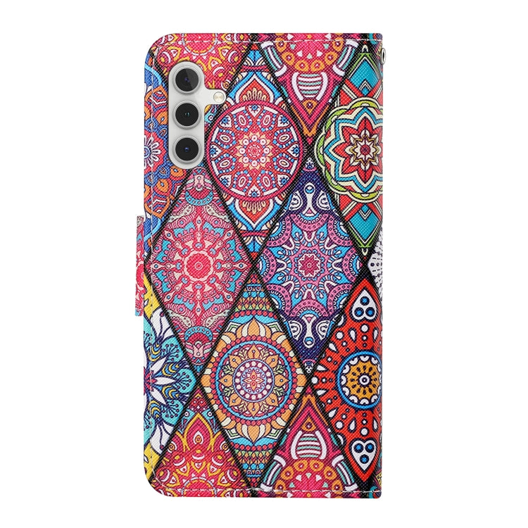 For Samsung Galaxy S25+ 5G Colored Drawing Pattern Leather Phone Case(Diamond Totem) - Galaxy S25+ 5G Cases by PMC Jewellery | Online Shopping South Africa | PMC Jewellery | Buy Now Pay Later Mobicred