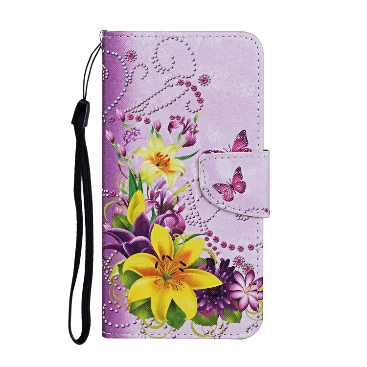 For Samsung Galaxy S25 Ultra 5G Colored Drawing Pattern Leather Phone Case(Yellow Flower Butterfly) - Galaxy S25 Ultra 5G Cases by PMC Jewellery | Online Shopping South Africa | PMC Jewellery | Buy Now Pay Later Mobicred
