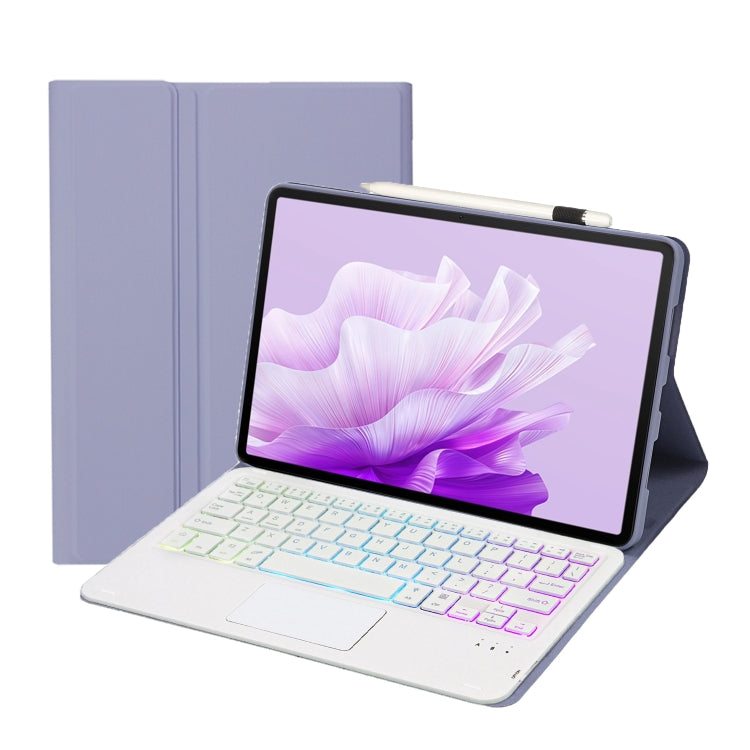 For Honor Pad X9 / X8 Pro 11.5 AH15-AS Ultra-thin Detachable Backlight Bluetooth Keyboard Leather Tablet Case with Touchpad(Lavender White) - Others Keyboard by PMC Jewellery | Online Shopping South Africa | PMC Jewellery | Buy Now Pay Later Mobicred