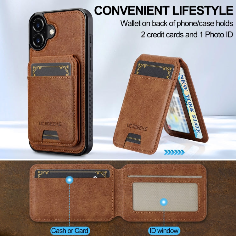 For iPhone 16 LC.IMEEKE L3 Series Detachable RFID Card Bag Magsafe Phone Case(Brown) - iPhone 16 Cases by LC.IMEEKE | Online Shopping South Africa | PMC Jewellery | Buy Now Pay Later Mobicred