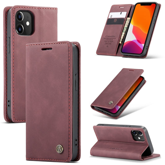 For iPhone 12 mini CaseMe-013 Multifunctional Retro Frosted Horizontal Flip Leather Case with Card Slot & Holder & Wallet(Wine Red) - iPhone 12 mini Cases by CaseMe | Online Shopping South Africa | PMC Jewellery | Buy Now Pay Later Mobicred