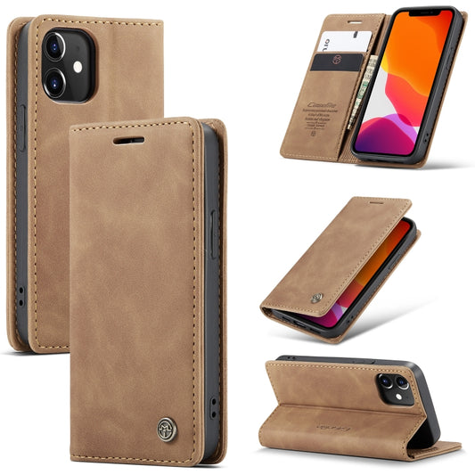 For iPhone 12 mini CaseMe-013 Multifunctional Retro Frosted Horizontal Flip Leather Case with Card Slot & Holder & Wallet(Brown) - iPhone 12 mini Cases by CaseMe | Online Shopping South Africa | PMC Jewellery | Buy Now Pay Later Mobicred