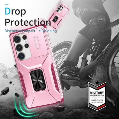 For Samsung Galaxy S25 Ultra 5G Sliding Camshield Holder Phone Case(Pink + Rose Red) - Galaxy S25 Ultra 5G Cases by PMC Jewellery | Online Shopping South Africa | PMC Jewellery | Buy Now Pay Later Mobicred