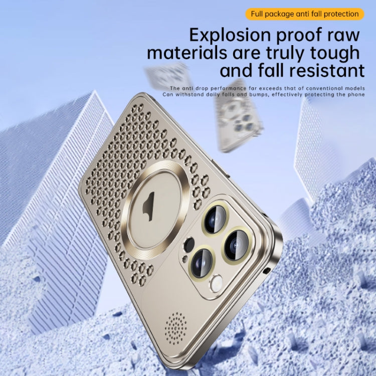 For iPhone 16 Pro Spring Buckle MagSafe Magnetic Metal Aromatherapy Phone Case(Grey) - free shipping - PMc TechLife - Order now!