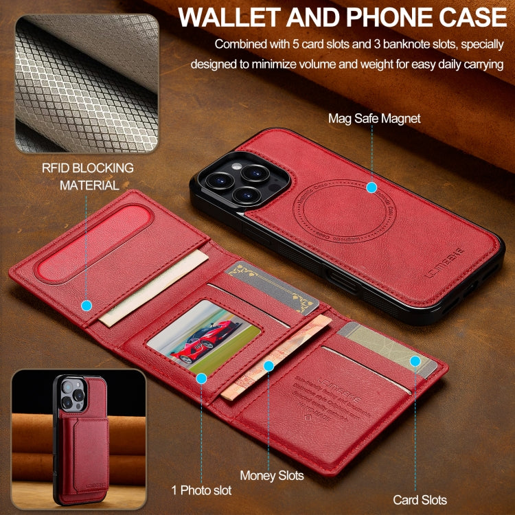 For iPhone 16 Pro Max LC.IMEEKE L5 Series Detachable RFID Card Bag Magsafe Phone Case(Red) - iPhone 16 Pro Max Cases by LC.IMEEKE | Online Shopping South Africa | PMC Jewellery | Buy Now Pay Later Mobicred