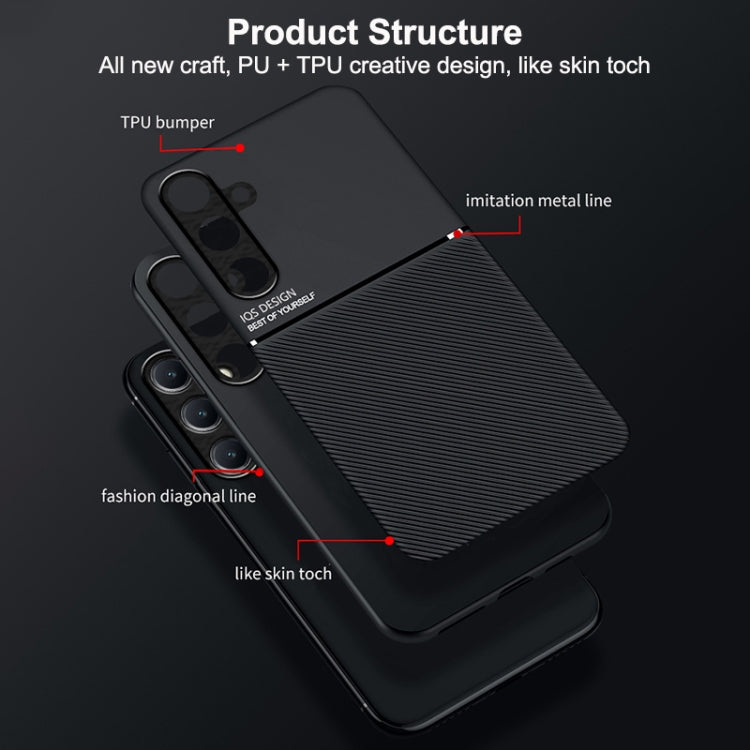 For Samsung Galaxy S25+ 5G Classic Tilt Strip Grain Magnetic PC Hybrid TPU Phone Case(Black) - Galaxy S25+ 5G Cases by PMC Jewellery | Online Shopping South Africa | PMC Jewellery | Buy Now Pay Later Mobicred