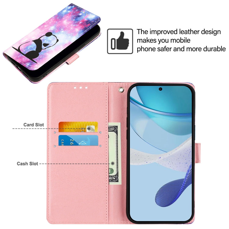 For Doogee N55 Plus Colored Drawing Pattern Plain Weave Leather Phone Case(Baby Panda) - More Brand by PMC TechLife | Online Shopping South Africa | PMC TechLife | Buy Now Pay Later Mobicred