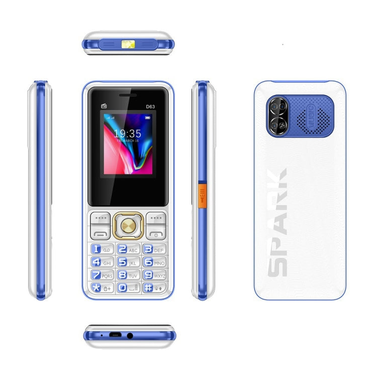 D63 Elder Keypad Phone, 1.77 inch, 3600mAh, SOS, FM, Dual SIM, GSM, Plug:US Plug(Blue) - Others by PMC Jewellery | Online Shopping South Africa | PMC Jewellery | Buy Now Pay Later Mobicred