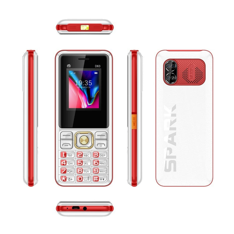 D63 Elder Keypad Phone, 1.77 inch, 3600mAh, SOS, FM, Dual SIM, GSM, Plug:US Plug(Red) - Others by PMC Jewellery | Online Shopping South Africa | PMC Jewellery | Buy Now Pay Later Mobicred