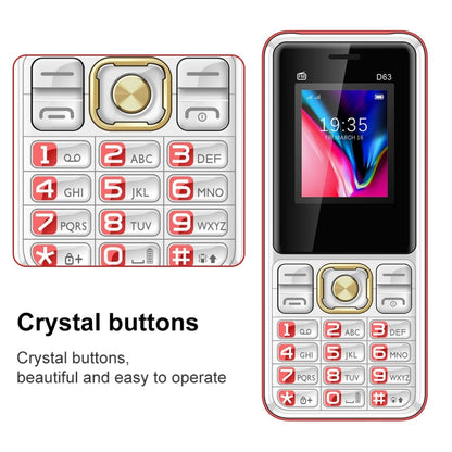 D63 Elder Keypad Phone, 1.77 inch, 3600mAh, SOS, FM, Dual SIM, GSM, Plug:UK Plug(Red) - Others by PMC Jewellery | Online Shopping South Africa | PMC Jewellery | Buy Now Pay Later Mobicred