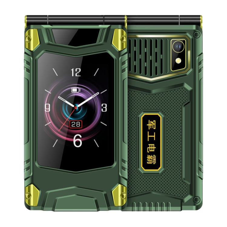 M7+ 4G Dual Screen Flip Elder Rugged Phone, 2.8 inch Inner, 2.4 inch Outer, 6800mAh Battery, 24 Keys, Flashlight, Network: 4G, Dual SIM, SOS, Plug:EU Plug(Green) - Others by PMC Jewellery | Online Shopping South Africa | PMC Jewellery | Buy Now Pay Later Mobicred