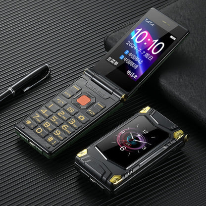 M7+ 4G Dual Screen Flip Elder Rugged Phone, 2.8 inch Inner, 2.4 inch Outer, 6800mAh Battery, 24 Keys, Flashlight, Network: 4G, Dual SIM, SOS, Plug:US Plug(Black) - Others by PMC Jewellery | Online Shopping South Africa | PMC Jewellery | Buy Now Pay Later Mobicred