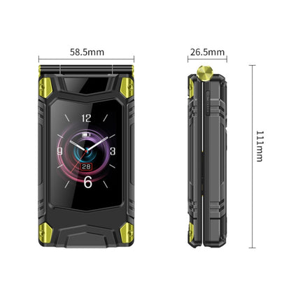 M7+ 4G Dual Screen Flip Elder Rugged Phone, 2.8 inch Inner, 2.4 inch Outer, 6800mAh Battery, 24 Keys, Flashlight, Network: 4G, Dual SIM, SOS, Plug:US Plug(Green) - Others by PMC Jewellery | Online Shopping South Africa | PMC Jewellery | Buy Now Pay Later Mobicred