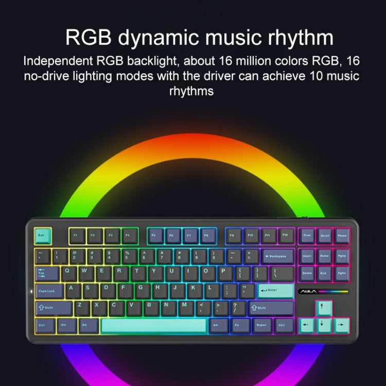 AULA F87 87 Keys Wired/2.4G/Bluetooth Three Model Customized RGB Mechanical Keyboard(Glacier Blue) - free shipping - PMC TechLife - Order now!