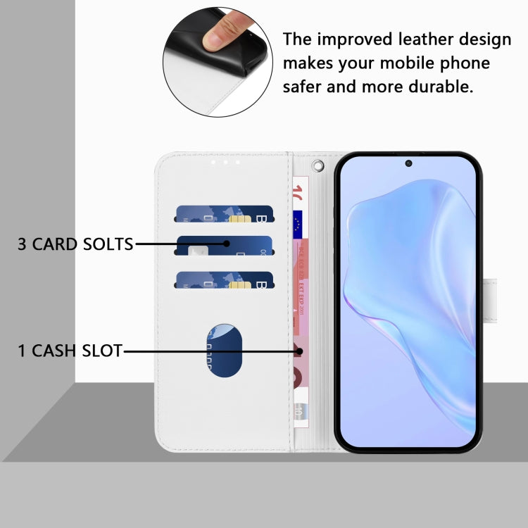 For Doogee N55 Plus Skin Feel Solid Color Leather Phone Case with Lanyard(White) - Doogee Cases by PMC TechLife | Online Shopping South Africa | PMC TechLife | Buy Now Pay Later Mobicred