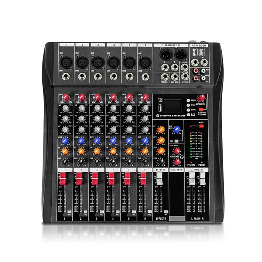 XTUGA CT60X 6-Channels Audio Mixer DJ Mixing Console with 48V Power Supply(EU Plug) - Live Sound Effects Processors by XTUGA | Online Shopping South Africa | PMC Jewellery | Buy Now Pay Later Mobicred