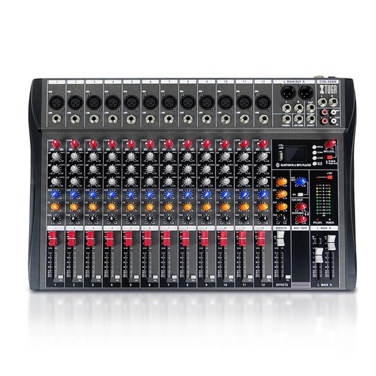 XTUGA CT120X 12-Channels Audio Mixer DJ Mixing Console with 48V Power Supply(EU Plug) - Live Sound Effects Processors by XTUGA | Online Shopping South Africa | PMC Jewellery | Buy Now Pay Later Mobicred