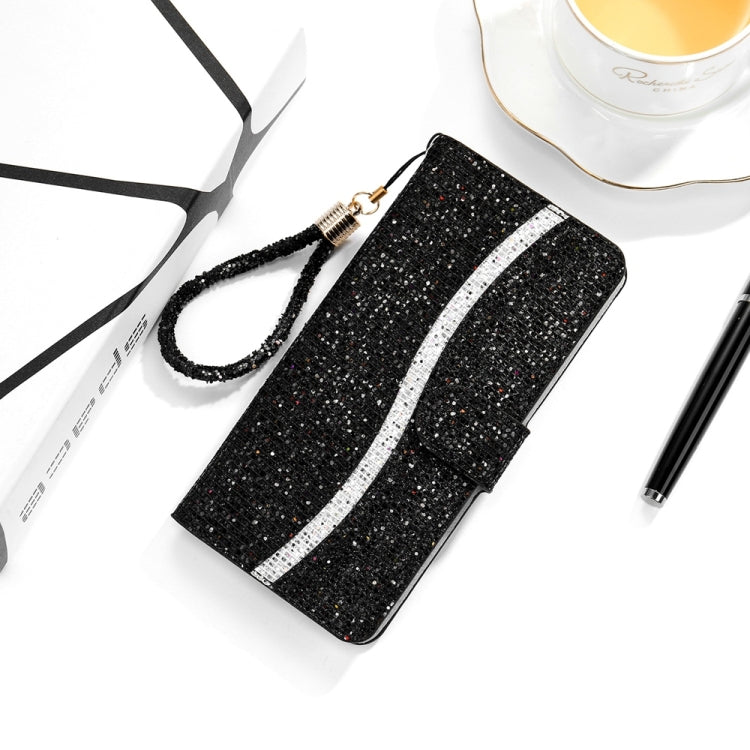 For Samsung Galaxy S25 5G Glitter Powder Filp Leather Phone Case(Black) - Galaxy S25 5G Cases by PMC Jewellery | Online Shopping South Africa | PMC Jewellery | Buy Now Pay Later Mobicred