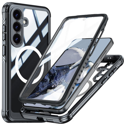 For Samsung Galaxy S25+ 5G Tempered Glass MagSafe Phone Case(Black) - Galaxy S25+ 5G Cases by PMC Jewellery | Online Shopping South Africa | PMC Jewellery | Buy Now Pay Later Mobicred