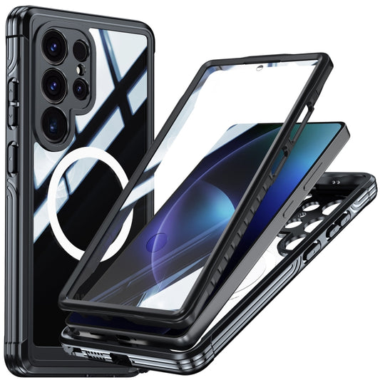 For Samsung Galaxy S25 Ultra 5G Tempered Glass MagSafe Phone Case(Black) - Galaxy S25 Ultra 5G Cases by PMC Jewellery | Online Shopping South Africa | PMC Jewellery | Buy Now Pay Later Mobicred