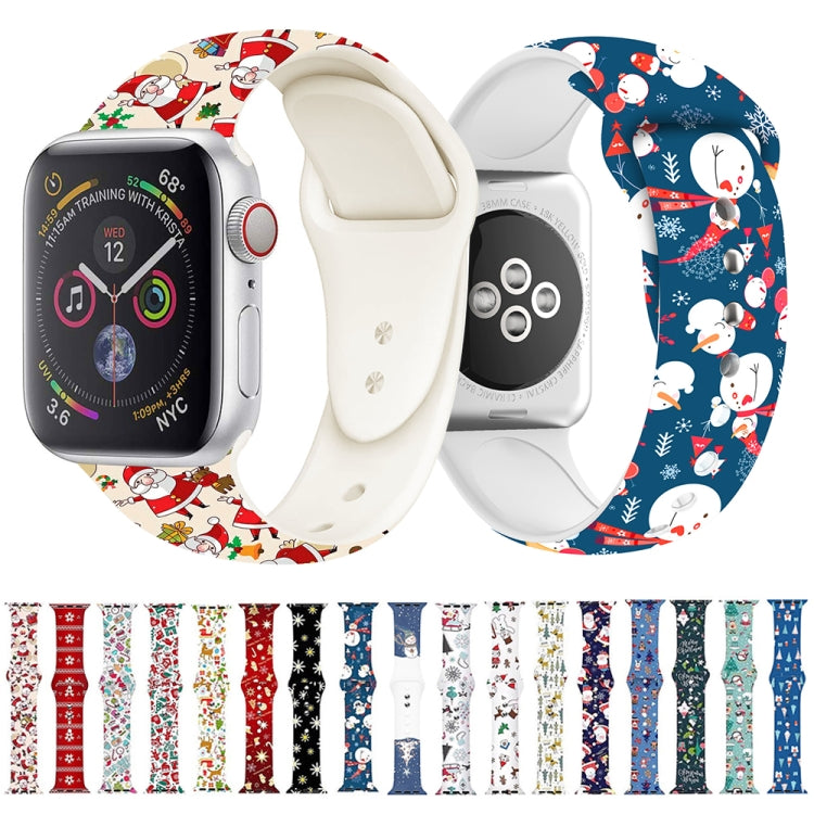 For Apple Watch 42mm / 41mm / 40mm / 38mm Christmas Pattern Silicone Watch Band(Snowman Blue) - free shipping - PMc TechLife - Order now!